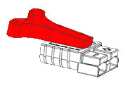2X RED ANDERSON PLUG T HANDLE 50 AMP - ABR SIDEWINDER
