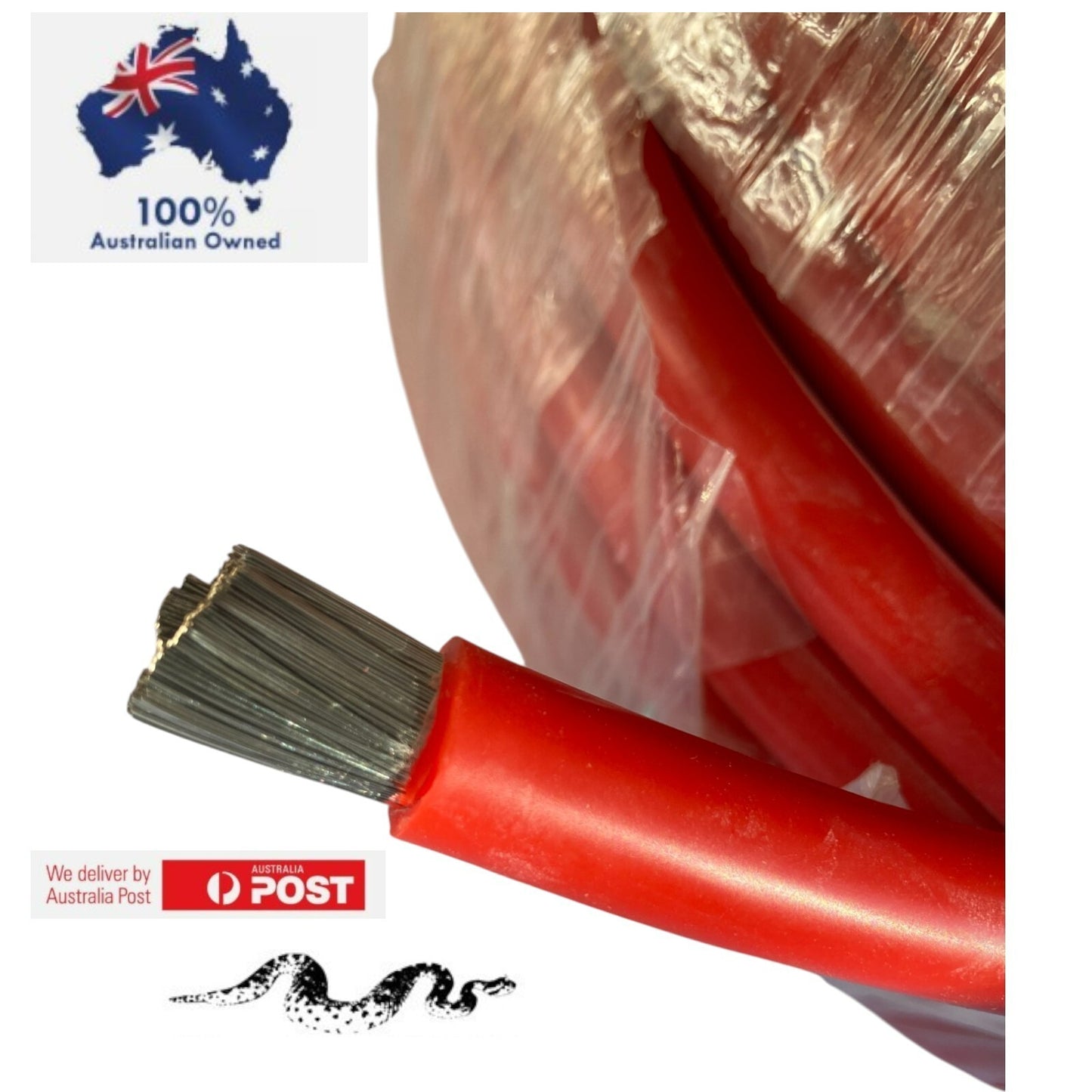 1 m SILICONE DUAL BATTERY & ANDERSON PLUG WIRE 2 B&S/ 2AWG Cable- Red 34mm2