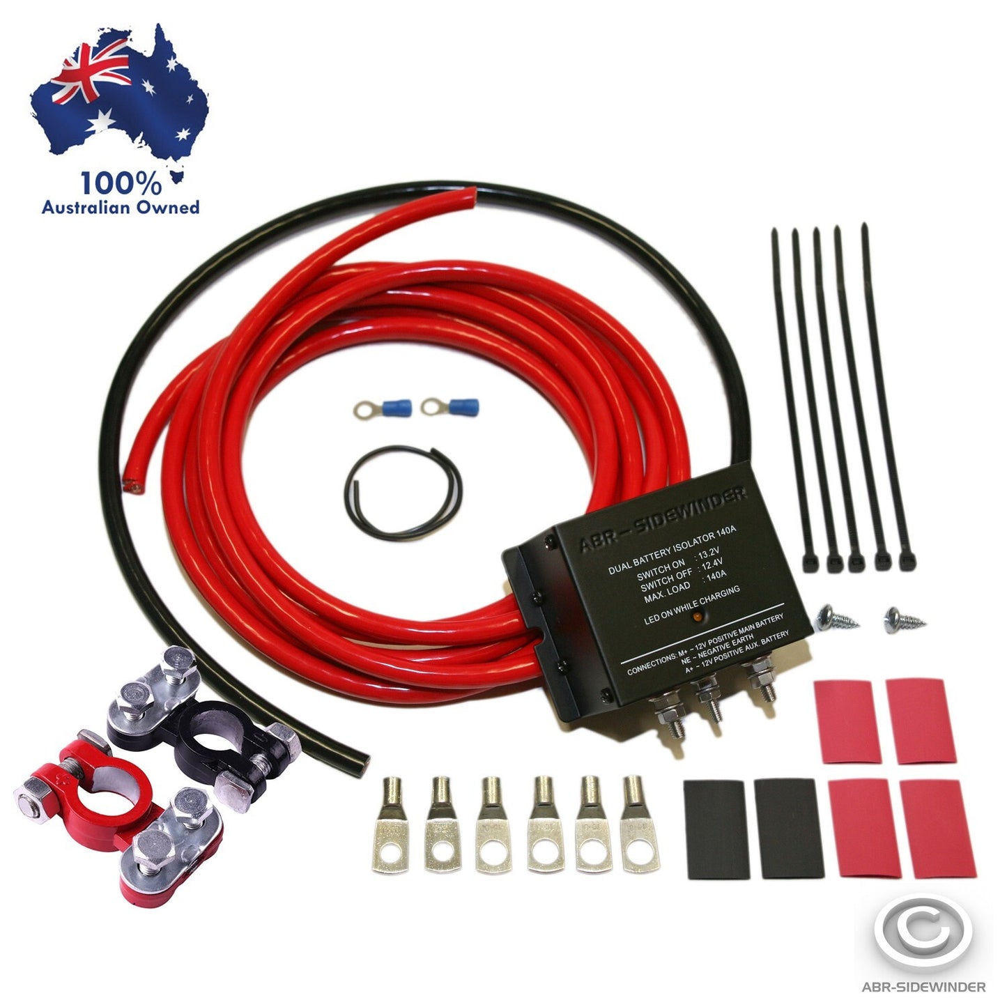 DUAL BATTERY SYSTEM 140A FULL KIT ELECTRONIC ISOLATOR PLUS MONITOR VOLT METER