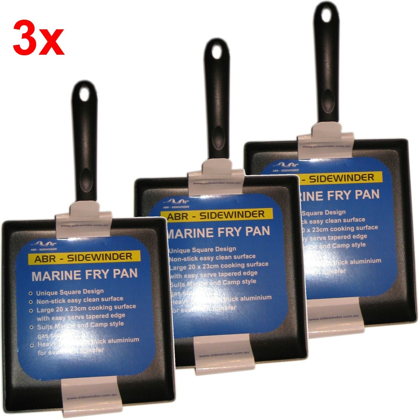 3x Pan DEAL BOATIES Fry Pan, GAS CAMPING STOVE FRYING PAN - MARINE 4wd Non Stick