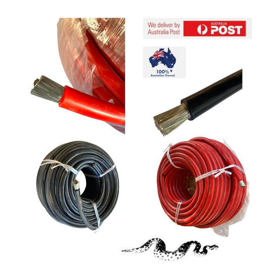 1m SILICONE DUAL BATTERY & ANDERSON PLUG WIRE - 1B&S/ 1AWG Cable- Black 42mm2