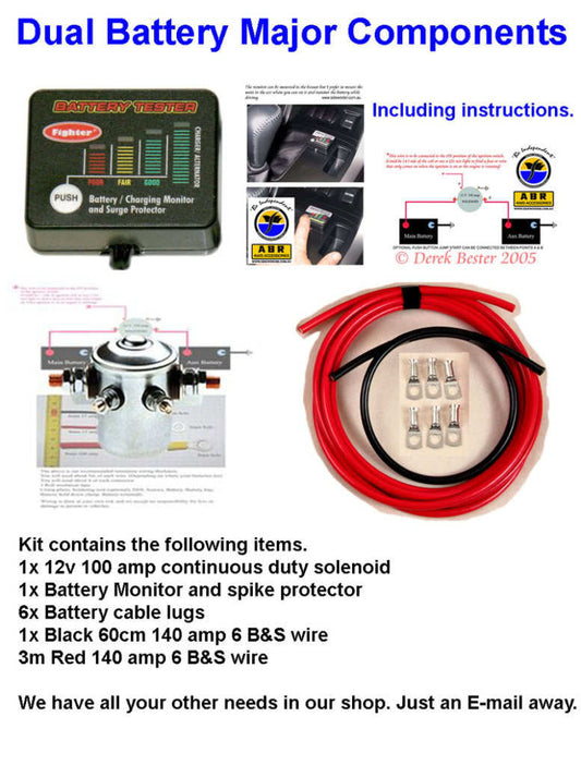 DUAL BATTERY SYSTEM - 4X4 - QUALITY KITS - NEW WITH MONITOR AND SPIKE PROTECTION