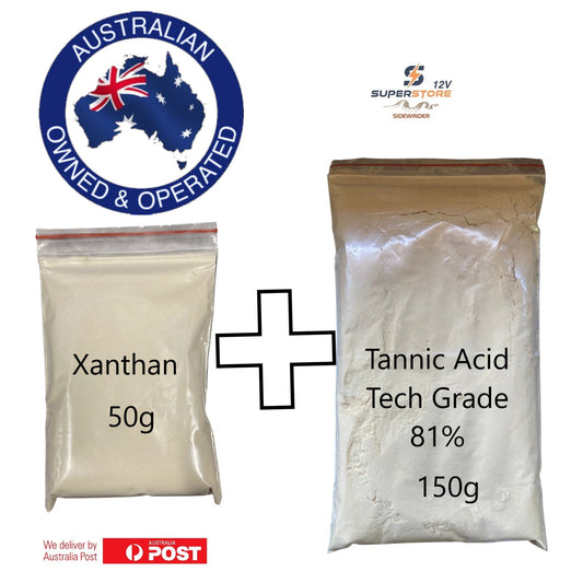 Rust converter kit - 50g Xanthan Emulsifier plus 150G Tannic Acid Tech Grade 81%