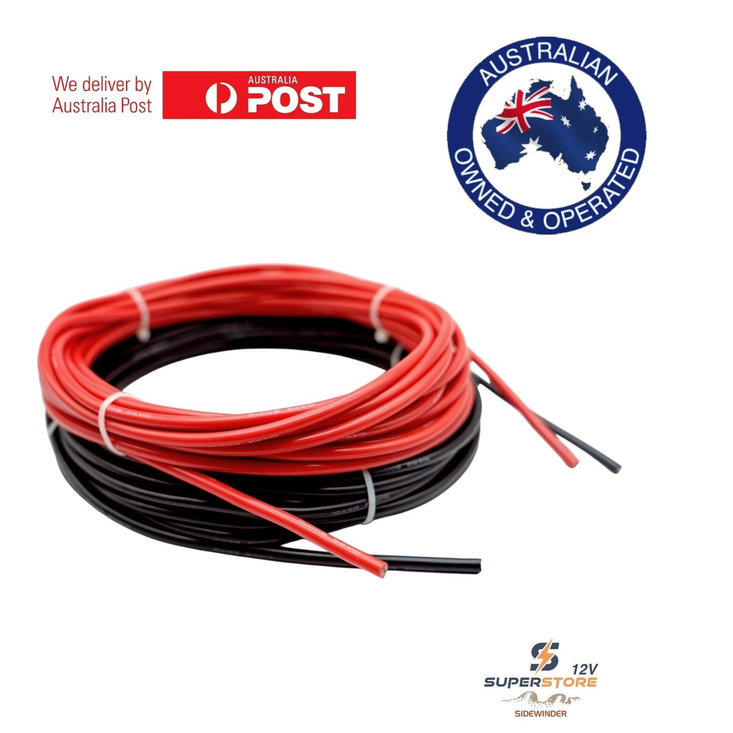 10 m SILICONE DUAL BATTERY & ANDERSON PLUG WIRE  10AWG/B&S 5.25mm2 BLACK