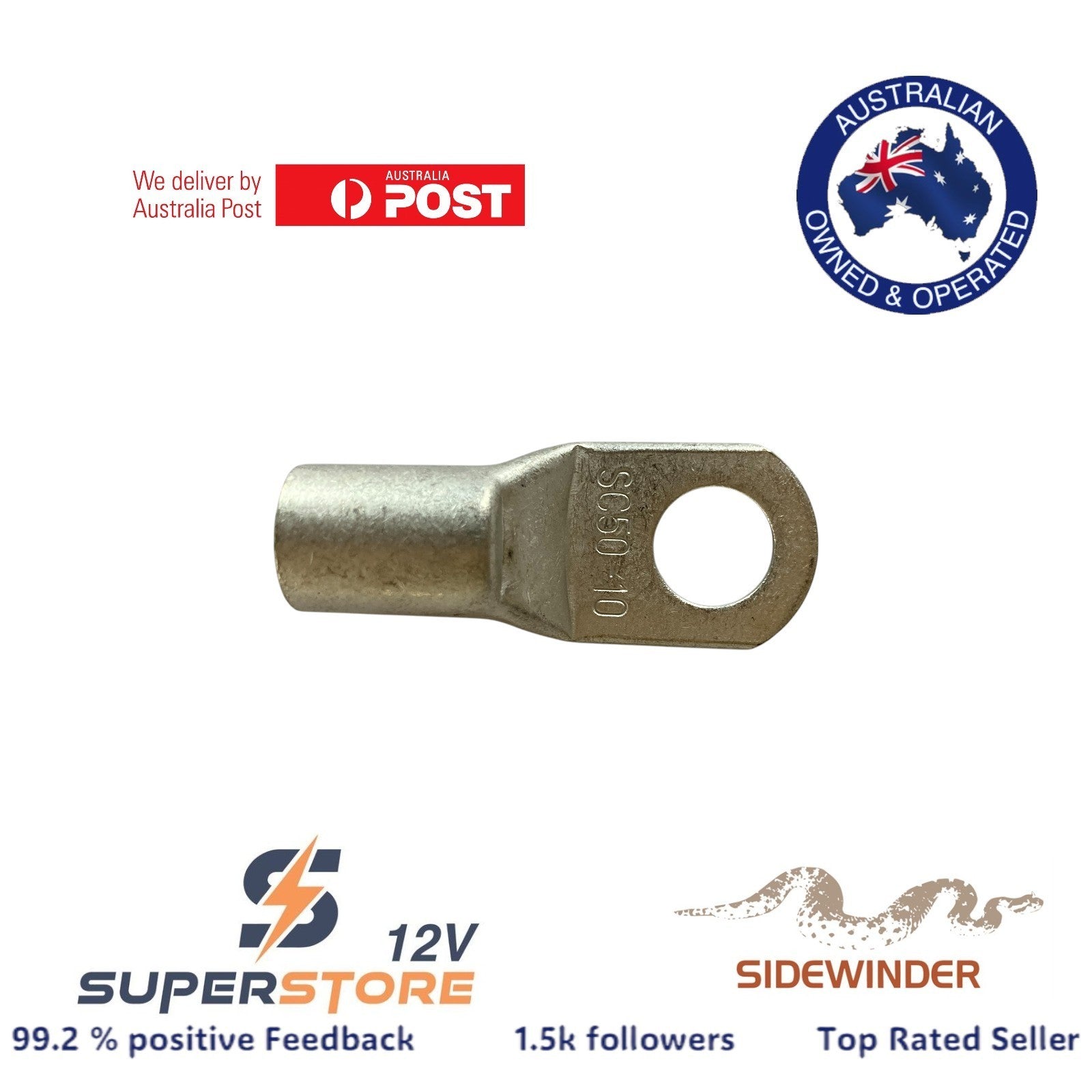 5x DUAL BATTERY SYSTEM LUGS 0 B&S  10mm EYE ABR SIDEWINDER SC50-10