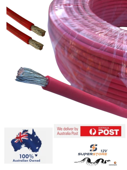 10M SILICONE DUAL BATTERY & ANDERSON PLUG WIRE - 6 B&S 6AWG  140A CABLE - RED