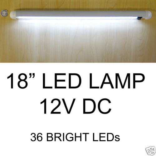 12V LED LIGHT 18" 36 BRIGHT WHITE LED SWIVEL CARAVAN STRIP LAMP