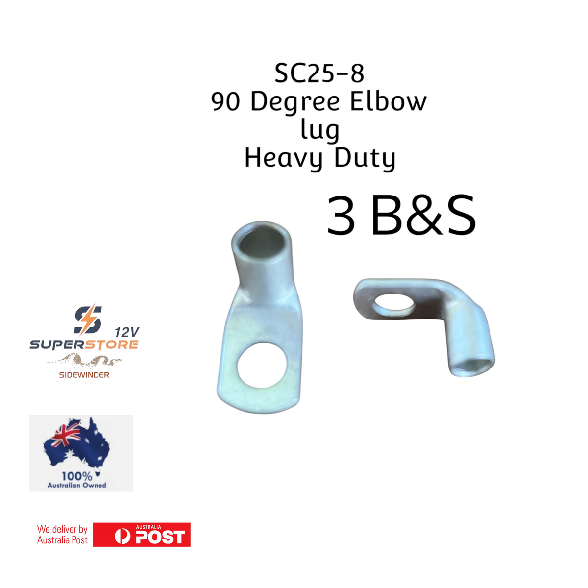 1pc SC25-8 3B&S 90° Angled Cable Lug Battery Terminal Connector 8mm