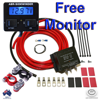 DUAL BATTERY SYSTEM 140A FULL KIT ELECTRONIC ISOLATOR PLUS MONITOR VOLT METER