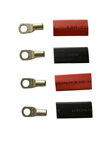 1m  SILICONE WIRE - 6B&S/ 6AWG  Cable- Black & Red with lugs & heat shrink