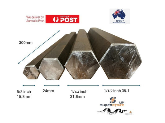 24mm Bright Mild Steel HEX bar 300mm long