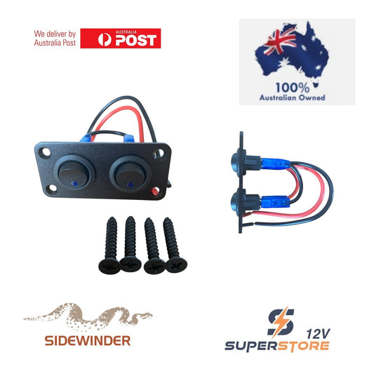 Rocker Switch , Round , Double ACCESSORY SWITCH, with Color LED Blue