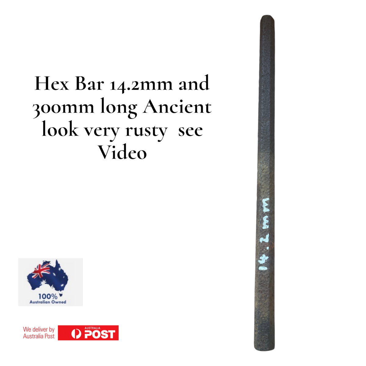 14.2mm Mild Steel HEX bar 12" long 300mm Bolts nuts DIY Steel Project rusty