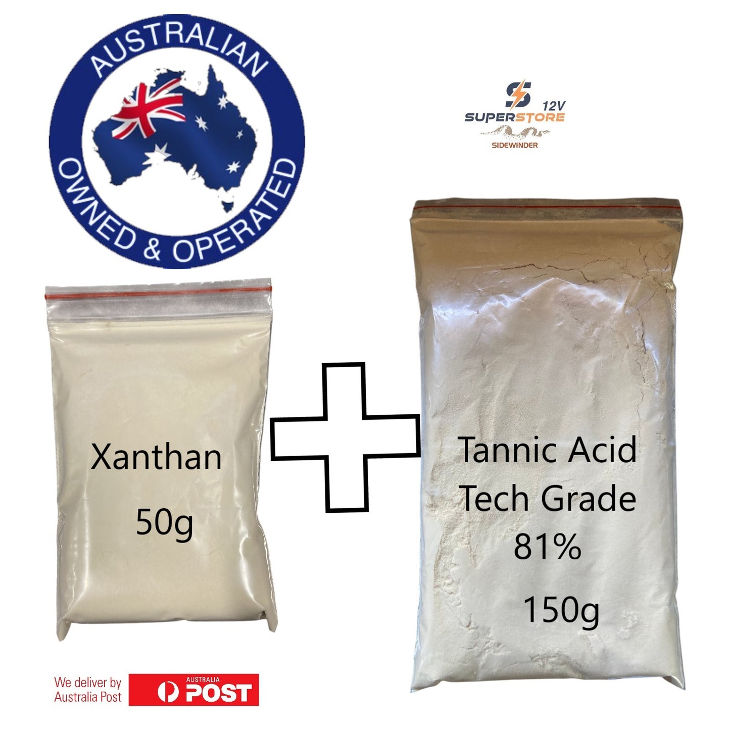 Rust converter kit - 50g Xanthan Emulsifier plus 150G Tannic Acid Tech Grade 81%
