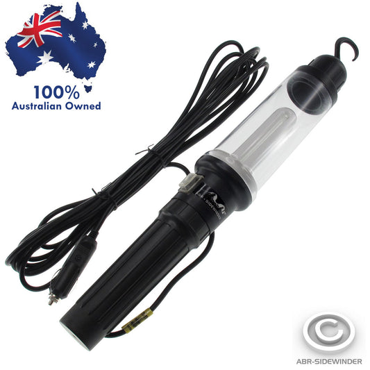 12V CAMP WORK LIGHT TORPEDO TYPE 6M CABLE + STAND - Cigar plug fitted